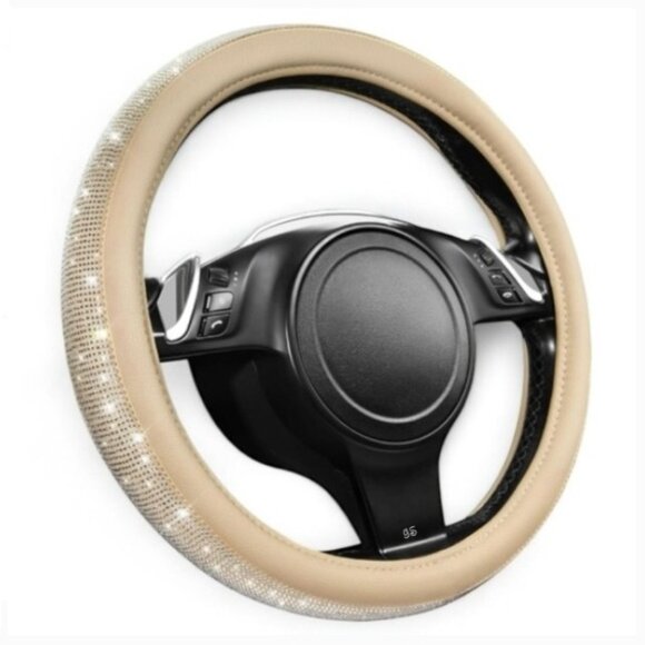 Sparkly Rhinestone Leather Steering Wheel Cover - Universal Fit - Gift Ready NWT - Picture 8 of 9
